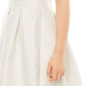 Floral Jacquard High Waist A-Line Pleated Skirt